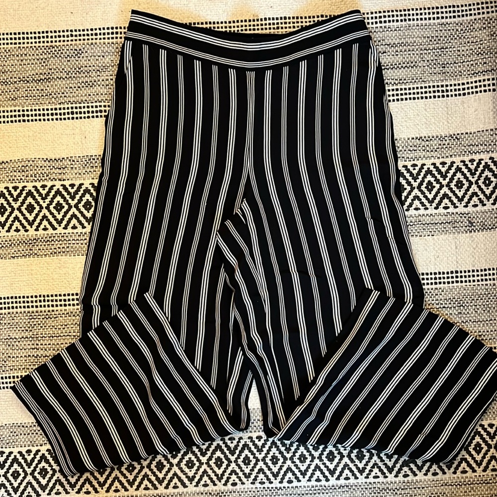 LOFT Striped Wide-Leg Pants